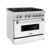 ZLINE 36 in. Professional Dual Fuel Range with Gas Burner and Electric Oven In Stainless Steel with White Matte Door RA-WM-36