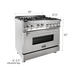 ZLINE 36 in. Professional Dual Fuel Range with Gas Burner and Gas Oven