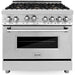 ZLINE 36 in. Professional Dual Fuel Range with Gas Burner and Gas Oven In Stainless Steel with Brass Burners RG-BR-36