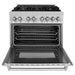 ZLINE 36 in. Professional Dual Fuel Range with Gas Burner and Oven In DuraSnow Stainless with Brass Burners