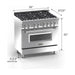 ZLINE 36 in. Professional Gas Burner/Electric Oven in DuraSnow Stainless with Red Matte Door RAS-RM-36