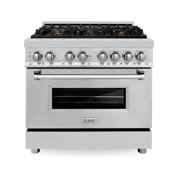 ZLINE 36 in. Professional Gas Burner/Electric Oven Stainless Steel Range with Brass Burners RA-BR-36