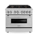 ZLINE 36 in. Professional Gas Burner/Electric Oven Stainless Steel Range with Brass Burners RA-BR-36