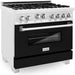 ZLINE 36 in. Professional Gas Range In DuraSnow Stainless Steel with Black Matte Door RGS-BLM-36