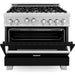 ZLINE 36 in. Professional Gas Range In DuraSnow Stainless Steel with Black Matte Door RGS-BLM-36