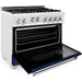 ZLINE 36 in. Professional Gas Range In DuraSnow Stainless Steel with Blue Gloss Door RGS-BG-36