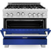 ZLINE 36 in. Professional Gas Range In DuraSnow Stainless Steel with Blue Matte Door RGS-BM-36