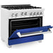 ZLINE 36 in. Professional Gas Range In DuraSnow Stainless Steel with Blue Matte Door RGS-BM-36