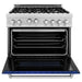 ZLINE 36 in. Professional Gas Range In DuraSnow Stainless Steel with Blue Matte Door RGS-BM-36