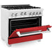 ZLINE 36 in. Professional Gas Range In DuraSnow Stainless Steel with Red Matte Door RGS-RM-36