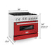 ZLINE 36 in. Professional Gas Range In DuraSnow Stainless Steel with Red Matte Door RGS-RM-36