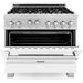 ZLINE 36 in. Professional Gas Range In DuraSnow Stainless Steel with White Matte Door RGS-WM-36