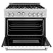 ZLINE 36 in. Professional Gas Range In DuraSnow Stainless Steel with White Matte Door RGS-WM-36