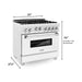 ZLINE 36 in. Professional Gas Range In DuraSnow Stainless Steel with White Matte Door RGS-WM-36