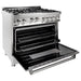 ZLINE 36 in. Professional Gas Range In Stainless Steel with DuraSnow Finish Door RG-SN-36