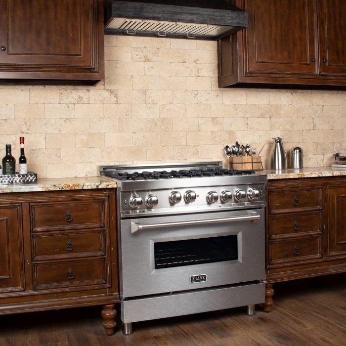 ZLINE 36 in. Professional Gas Range In Stainless Steel with DuraSnow Finish Door RG-SN-36