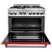 ZLINE 36 in. Professional Gas Range In Stainless Steel with Red Matte Door RG-RM-36