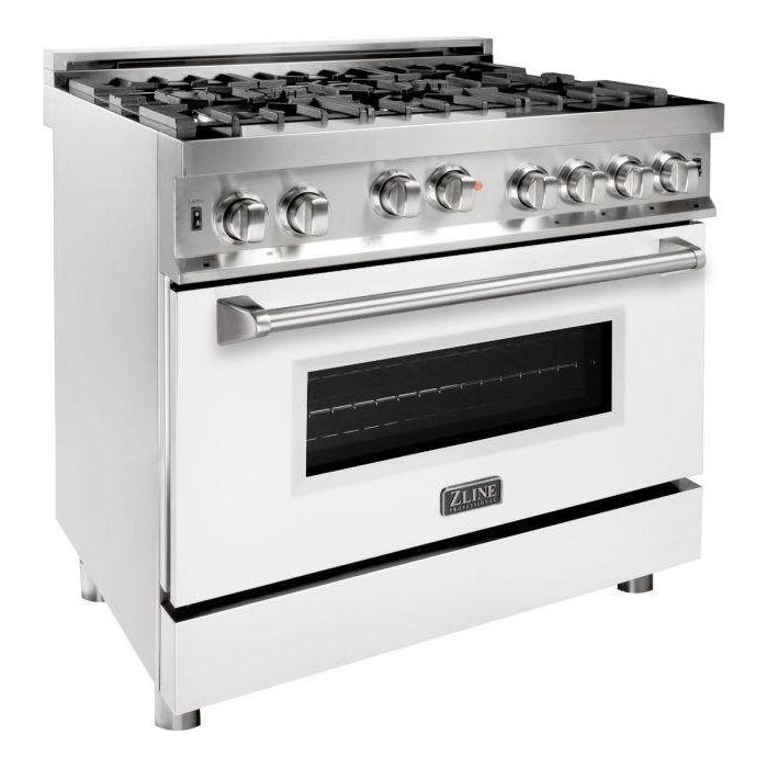 ZLINE 36 in. Professional Gas Range In Stainless Steel with White Matte Door RG-WM-36