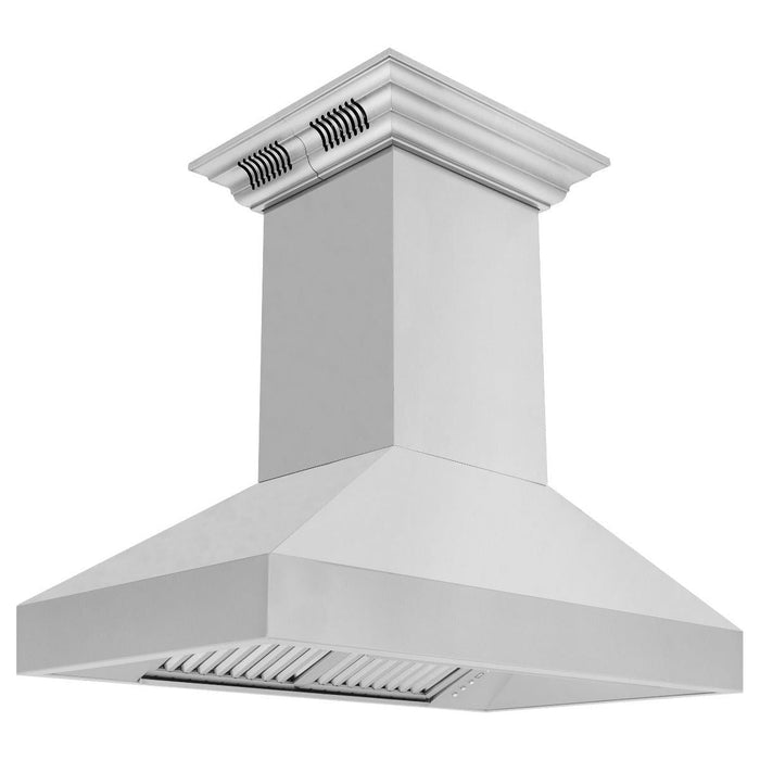 ZLINE 36 in. Professional Wall Mount Range Hood In Stainless Steel with Built-in CrownSound Bluetooth Speakers 597iCRN-BT-36