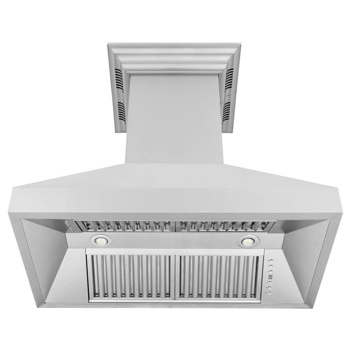 ZLINE 36 in. Professional Wall Mount Range Hood In Stainless Steel with Built-in CrownSound Bluetooth Speakers 597iCRN-BT-36