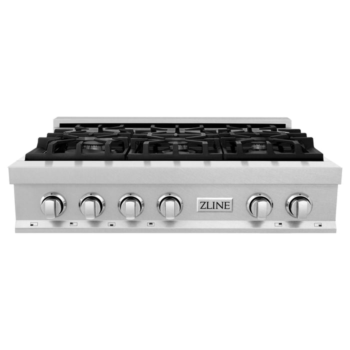 ZLINE 36 in. Rangetop In DuraSnow Stainless Steel with 6 Gas Burners RTS-36