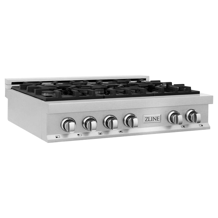 ZLINE 36 in. Rangetop In DuraSnow Stainless Steel with 6 Gas Burners RTS-36