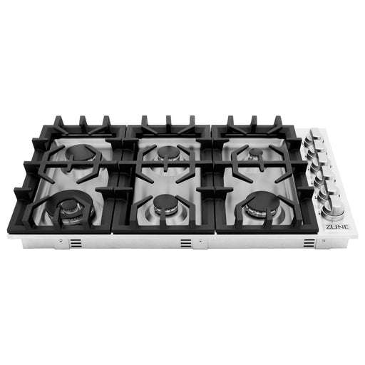 ZLINE 36 in. Stainless Steel Dropin Cooktop with 6 Gas Burners, RC36