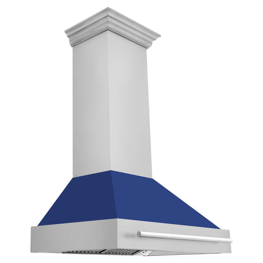 ZLINE 36 In. Stainless Steel Range Hood with Blue Matte Shell, 8654STX-BM36