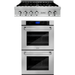 ZLINE 36 in. Stainless Steel Rangetop and 30 in. Double Wall Oven Kitchen Appliance Package 2KP-RTAWD36