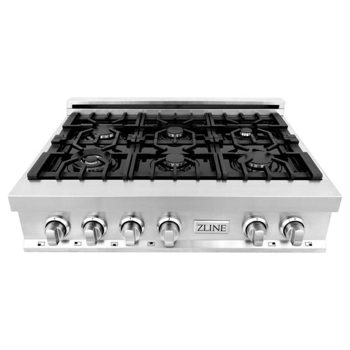 ZLINE 36 in. Stainless Steel Rangetop and 30 in. Single Wall Oven Kitchen Appliance Package 2KP-RTAWS36