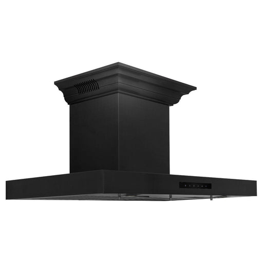 ZLINE 36 in. Wall Mount Range Hood In Black Stainless Steel with BlueTooth Crown Molding BSKENCRN-BT-36