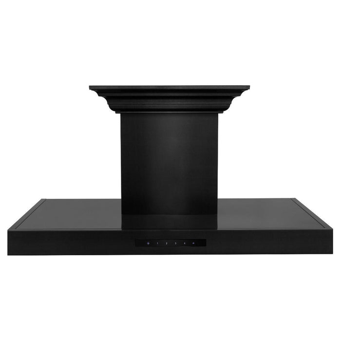 ZLINE 36 in. Wall Mount Range Hood In Black Stainless Steel with BlueTooth Crown Molding BSKENCRN-BT-36