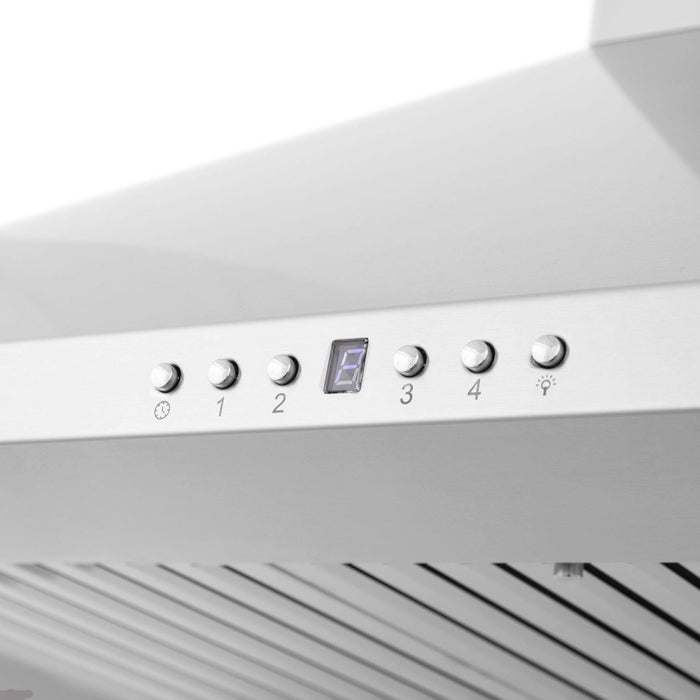 ZLINE 36 in. Wall Mount Range Hood In Stainless Steel with Built-in CrownSound Bluetooth Speakers KF1CRN-BT-36