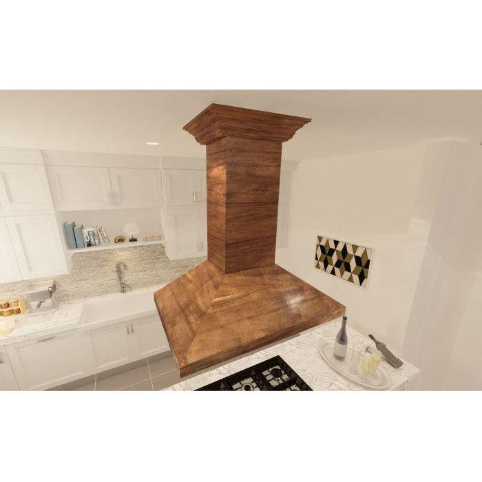 ZLINE 36 in. Wooden Island Range Hood with Crown Molding KBiRR-36