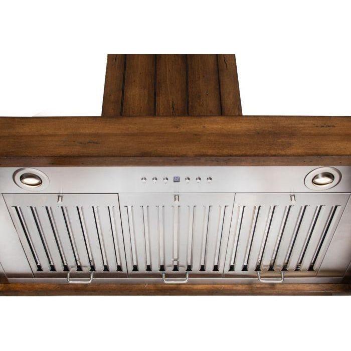 ZLINE 36 in. Wooden Wall Range Hood with Rustic Light KPLL-36