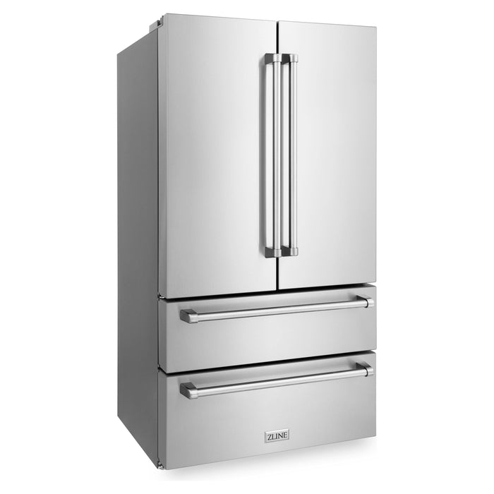 ZLINE 36-Inch 22.5 Cu. Ft. Stainless Steel Refrigerator with Freestanding French Doors & Ice Maker RFM-36