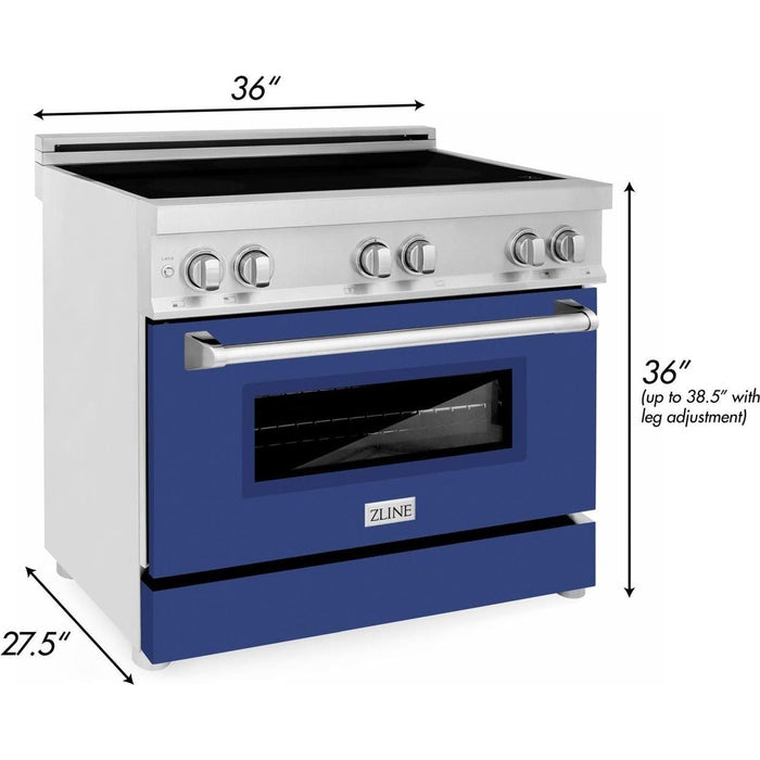 ZLINE 36 Inch 4.6 cu. ft. Induction Range with a 4 Element Stove and Electric Oven in Blue Matte, RAIND-BM-36