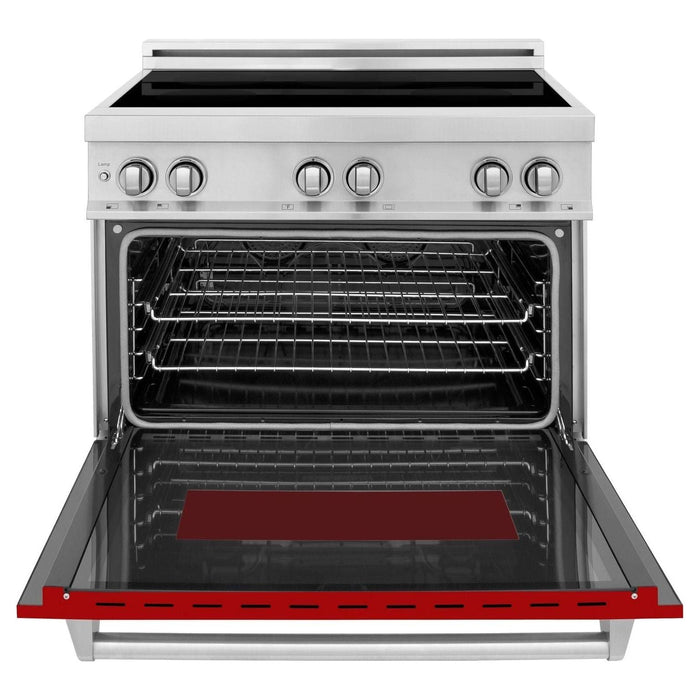 ZLINE 36 Inch 4.6 cu. ft. Induction Range with a 4 Element Stove and Electric Oven in Red Gloss, RAIND-RG-36