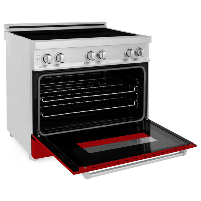 ZLINE 36 Inch 4.6 cu. ft. Induction Range with a 4 Element Stove and Electric Oven in Red Gloss, RAIND-RG-36