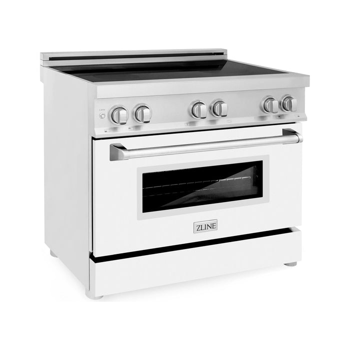 ZLINE 36 Inch 4.6 cu. ft. Induction Range with a 4 Element Stove and Electric Oven in White Matte, RAIND-WM-36