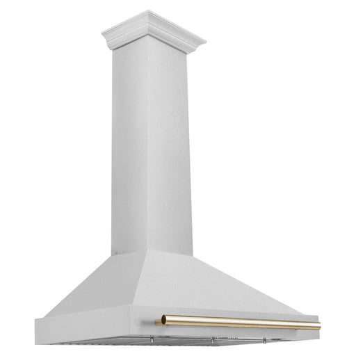 ZLINE 36 Inch Autograph Edition DuraSnow® Stainless Steel Range Hood with Gold Handle, KB4SNZ-36-G