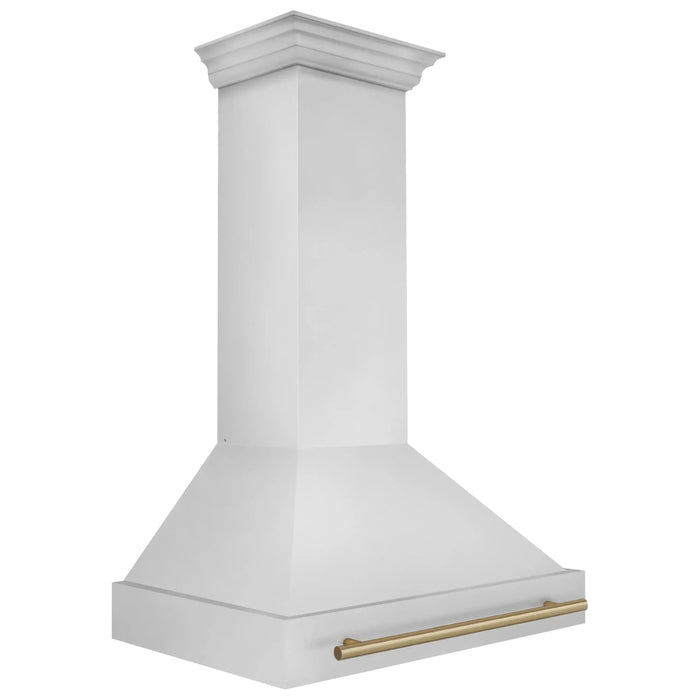 ZLINE 36 Inch Autograph Edition Stainless Steel Range Hood with Champagne Bronze Handle 8654STZ-36-CB