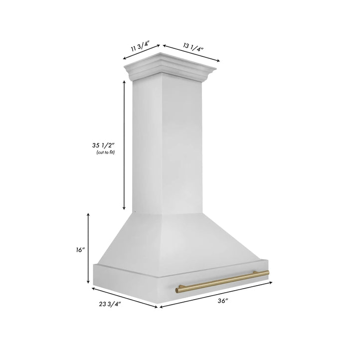 ZLINE 36 Inch Autograph Edition Stainless Steel Range Hood with Champagne Bronze Handle 8654STZ-36-CB