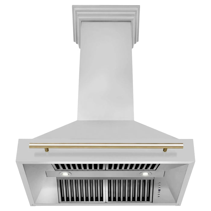 ZLINE 36 Inch Autograph Edition Stainless Steel Range Hood with Gold Handle 8654STZ-36-G