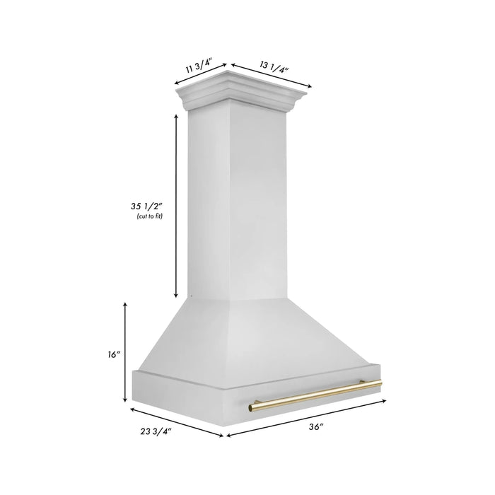 ZLINE 36 Inch Autograph Edition Stainless Steel Range Hood with Gold Handle 8654STZ-36-G