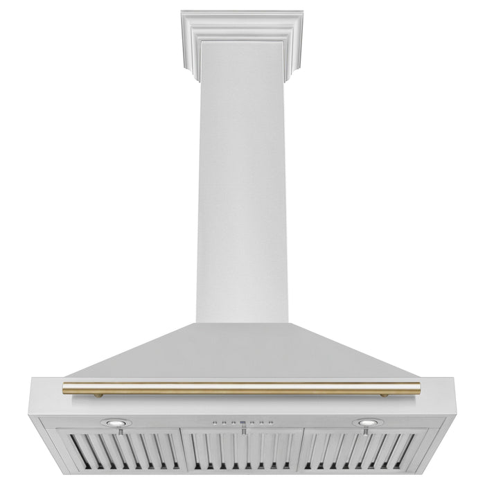 ZLINE 36 Inch Autograph Edition Stainless Steel Range Hood with Gold Handle, KB4STZ-36-G