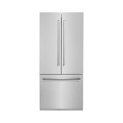 ZLINE 36-Inch Built-In 19.6 cu. ft. 3-Door French Door Refrigerator with Internal Water and Ice Dispenser in Stainless Steel (RBIV-304-36)