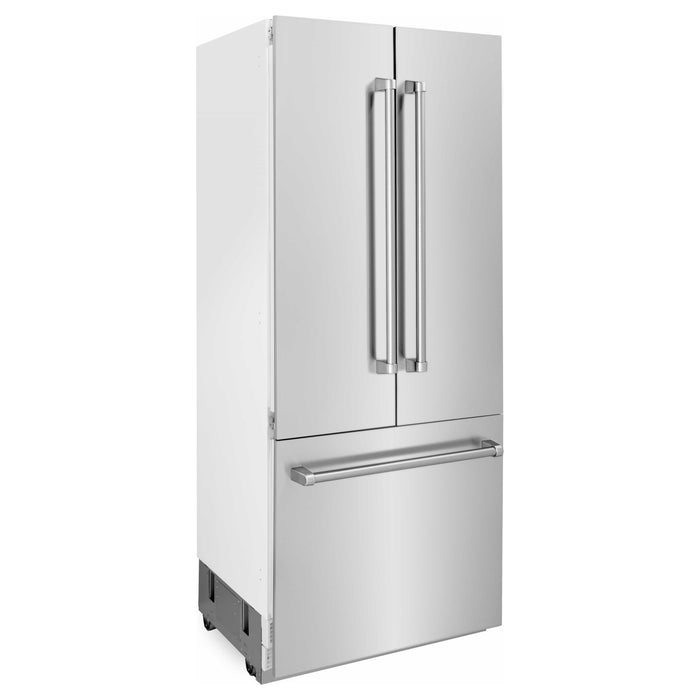 ZLINE 36-Inch Built-In 19.6 cu. ft. 3-Door French Door Refrigerator with Internal Water and Ice Dispenser in Stainless Steel (RBIV-304-36)