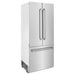 ZLINE 36-Inch Built-In 19.6 cu. ft. 3-Door French Door Refrigerator with Internal Water and Ice Dispenser in Stainless Steel (RBIV-304-36)