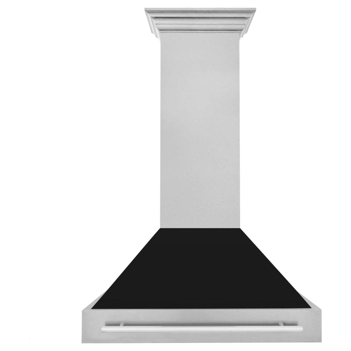 ZLINE 36 Inch DuraSnow® Stainless Steel Range Hood with Black Matte Shell, 8654SNX-BLM-36